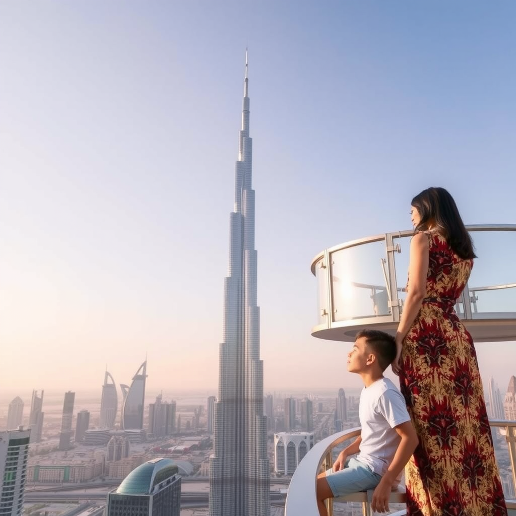 Burj Khalifa tower with observation deck and city views perfect for families