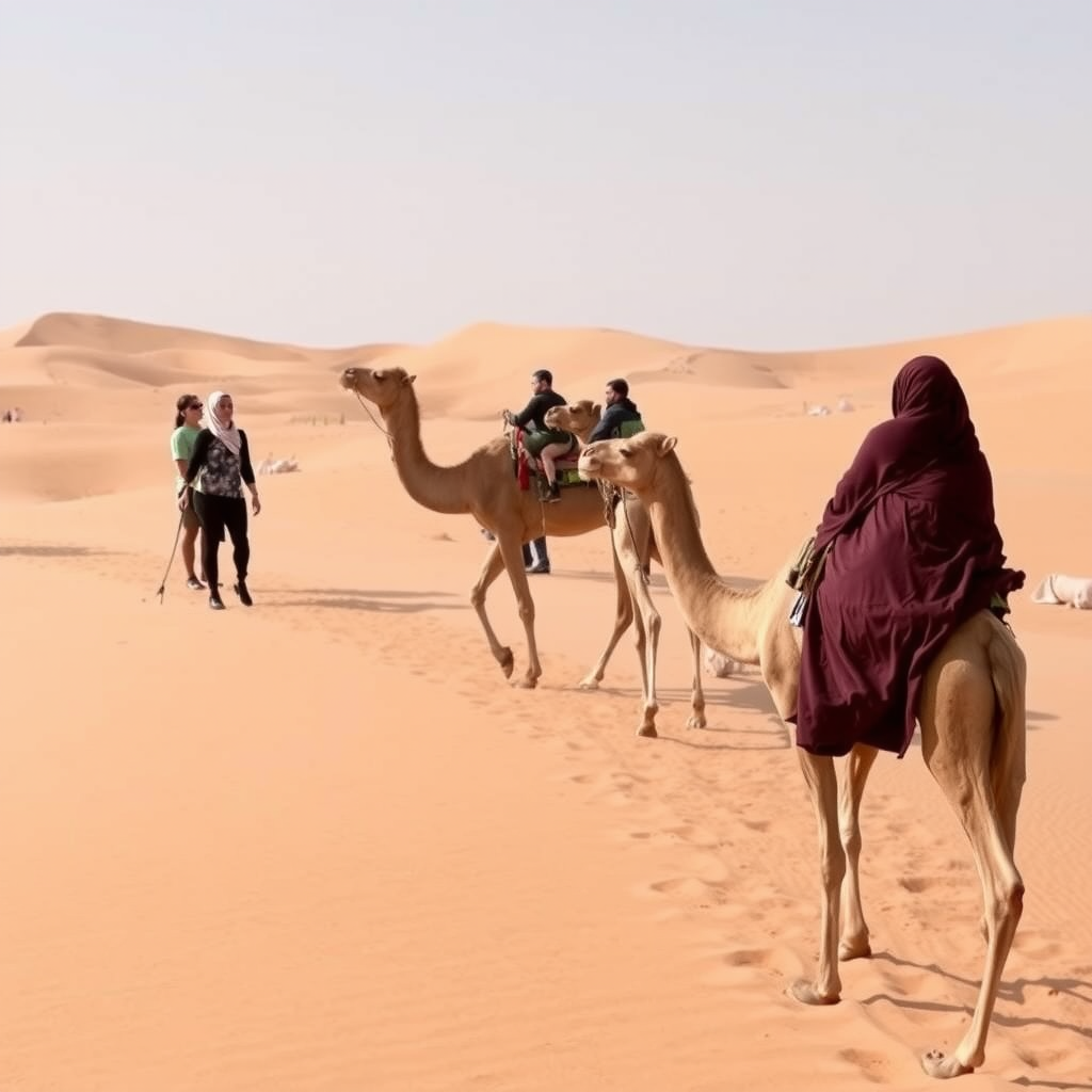 Desert safari with camels, dune bashing, and traditional Bedouin camp experience for families